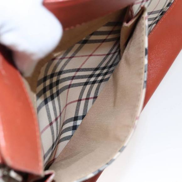 BURBERRY Nova Check Hand Bag Canvas Beige Orange Silver Auth 102116 - Picture 12 of 16